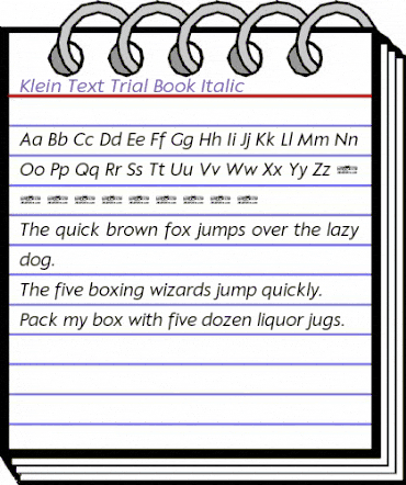 Klein Text Trial Book Italic animated font preview Klein Text Trial Book Italic animated font preview