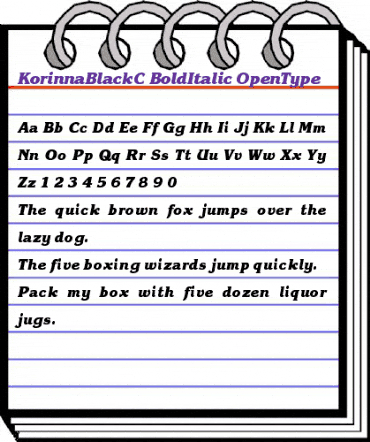 KorinnaBlackC Bold Italic animated font preview