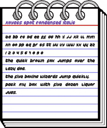 Kovacs Spot Condensed Italic Condensed Italic animated font preview Kovacs Spot Condensed Italic Condensed Italic animated font preview