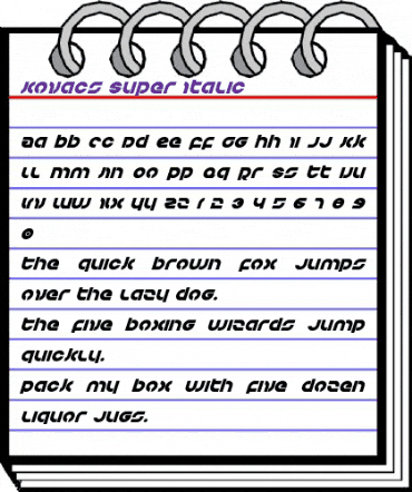 Kovacs Super-Italic Italic animated font preview