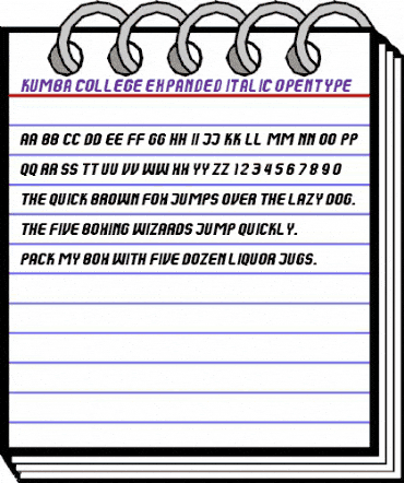 Kumba College Expanded Italic animated font preview