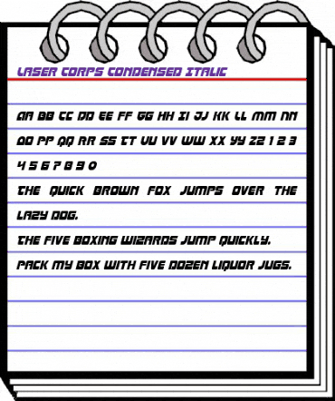 Laser Corps Condensed Italic Regular animated font preview Laser Corps Condensed Italic Regular animated font preview