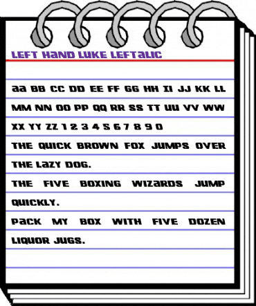 Left Hand Luke Leftalic Italic animated font preview Left Hand Luke Leftalic Italic animated font preview