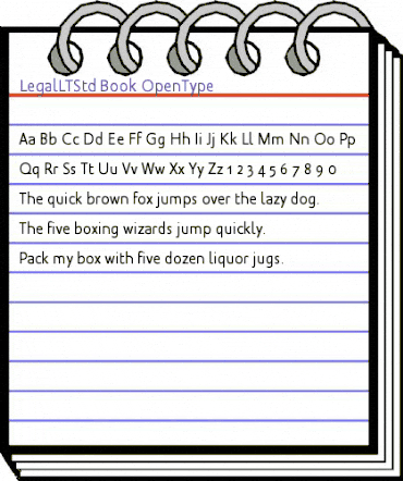 Legal LT Std Book animated font preview