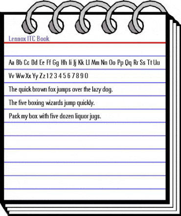 Lennox ITC Book animated font preview