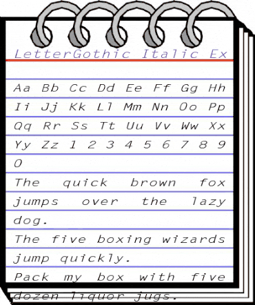 LetterGothic-Italic Ex Regular animated font preview