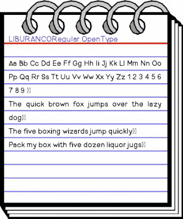 LIBURANCO Regular animated font preview