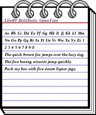 Life Bold Italic animated font preview