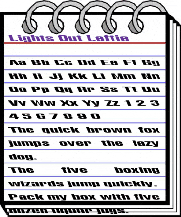 Lights Out Leftie Regular animated font preview