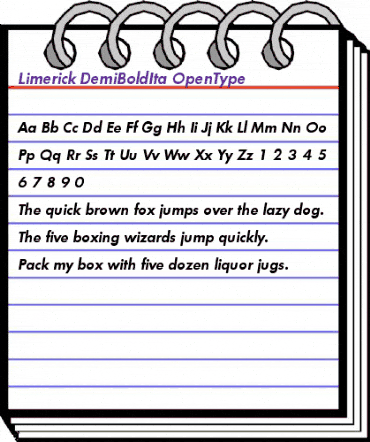 Limerick-DemiBoldIta Regular animated font preview