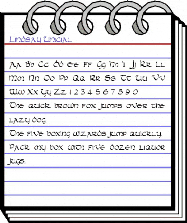 Lindsay Unicial Regular animated font preview