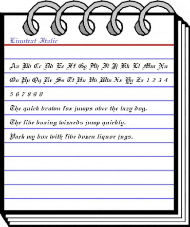 Linotext Italic Italic animated font preview