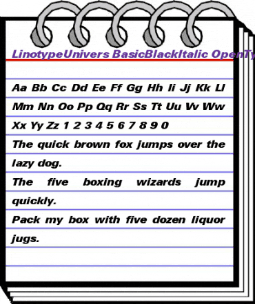 LinotypeUnivers BasicBlackItalic animated font preview