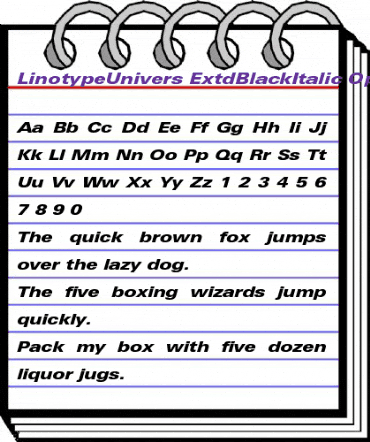 LinotypeUnivers ExtdBlackItalic animated font preview