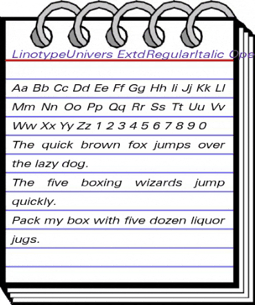 LinotypeUnivers ExtdRegularItalic animated font preview