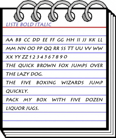 Liste Bold Italic animated font preview Liste Bold Italic animated font preview