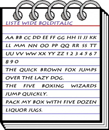 Liste Wide BoldItalic animated font preview Liste Wide BoldItalic animated font preview