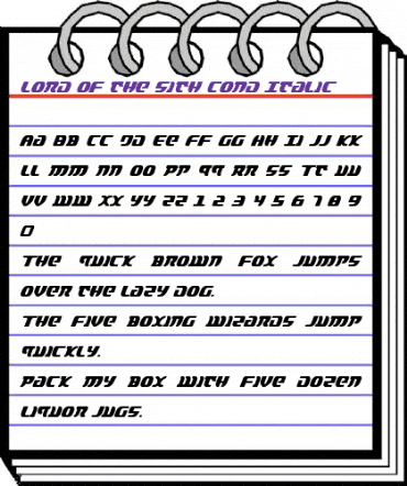 Lord of the Sith Cond Italic Cond Italic animated font preview Lord of the Sith Cond Italic Cond Italic animated font preview