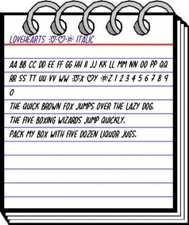 Lovehearts XYZ Italic animated font preview Lovehearts XYZ Italic animated font preview