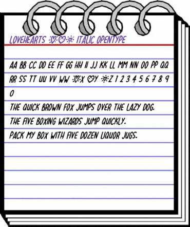 Lovehearts XYZ Italic animated font preview Lovehearts XYZ Italic animated font preview