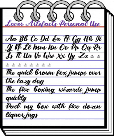 Lover Artefacts Personal Use Regular animated font preview Lover Artefacts Personal Use Regular animated font preview