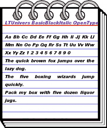 LTUnivers 831 BasicBlackIt animated font preview