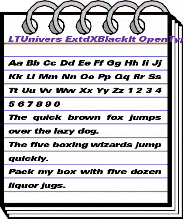 LTUnivers 941 ExtdXBlackIt animated font preview
