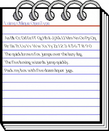 Luimp Oblique Regular animated font preview