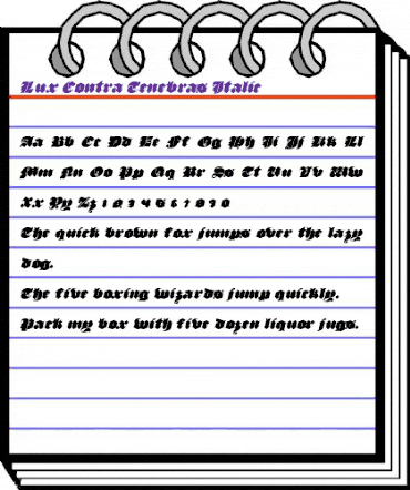 Lux Contra Tenebras Italic Italic animated font preview Lux Contra Tenebras Italic Italic animated font preview