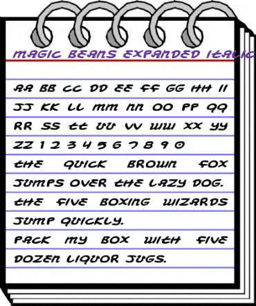 Magic Beans Expanded Italic Expanded Italic animated font preview