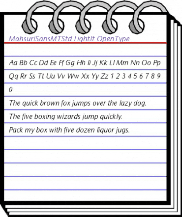 Mahsuri Sans MT Std Light It animated font preview Mahsuri Sans MT Std Light It animated font preview