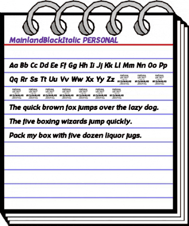 Mainland PERSONAL Black Italic animated font preview Mainland PERSONAL Black Italic animated font preview