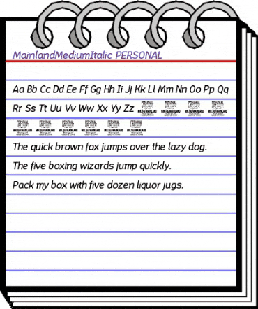 Mainland PERSONAL Medium Italic animated font preview