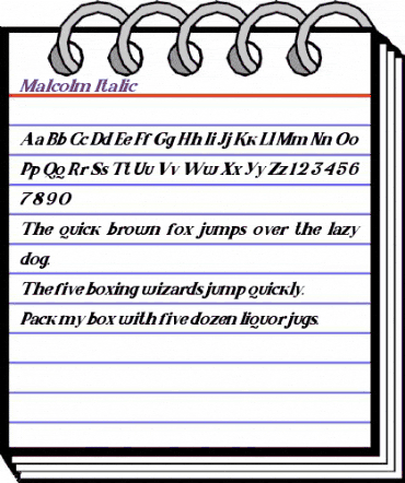 Malcolm Italic Regular animated font preview Malcolm Italic Regular animated font preview