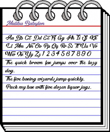 Malibu Babylon Regular animated font preview