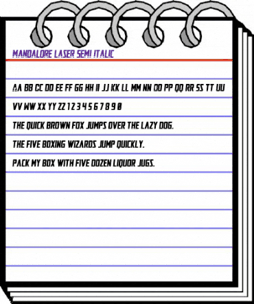 Mandalore Laser Semi-Italic Regular animated font preview Mandalore Laser Semi-Italic Regular animated font preview