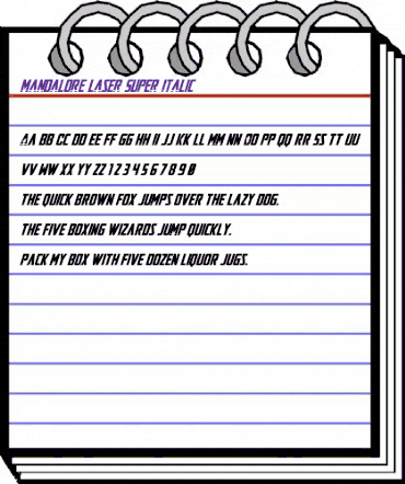 Mandalore Laser Super-Italic Regular animated font preview Mandalore Laser Super-Italic Regular animated font preview