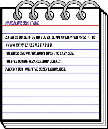 Mandalore Semi-Italic Regular animated font preview