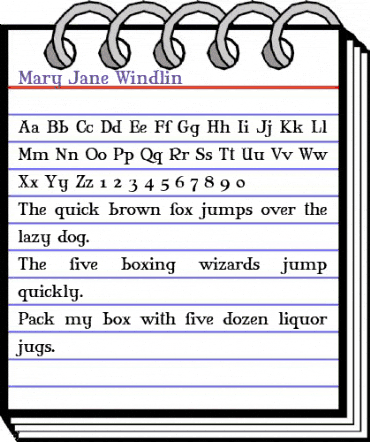 Mary Jane Windlin Regular animated font preview