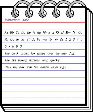 Matterhorn Italic animated font preview Matterhorn Italic animated font preview