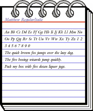 Matthew RegularItalic animated font preview