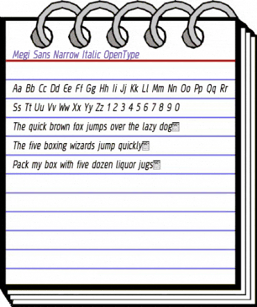 Megi Sans Narrow Italic animated font preview