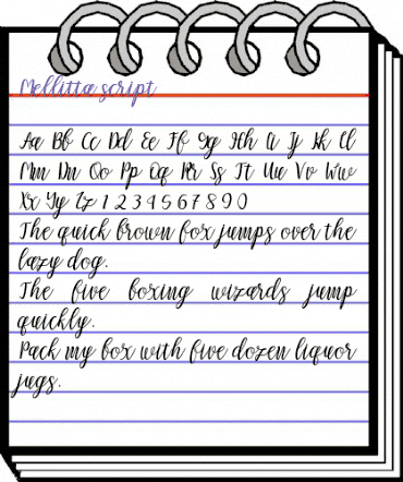 Mellitta Script Regular animated font preview