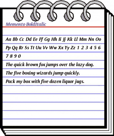 Memento BoldItalic animated font preview