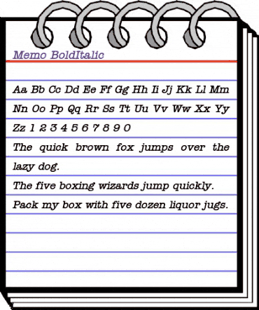 Memo BoldItalic animated font preview Memo BoldItalic animated font preview