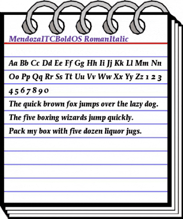 MendozaITCBoldOS RomanItalic animated font preview