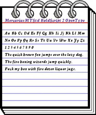 Mercurius MT Std Bold Script animated font preview