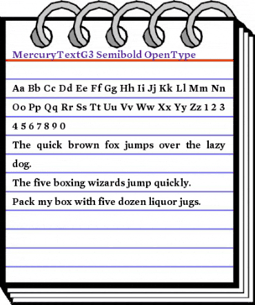 Mercury Text G3 Semibold animated font preview