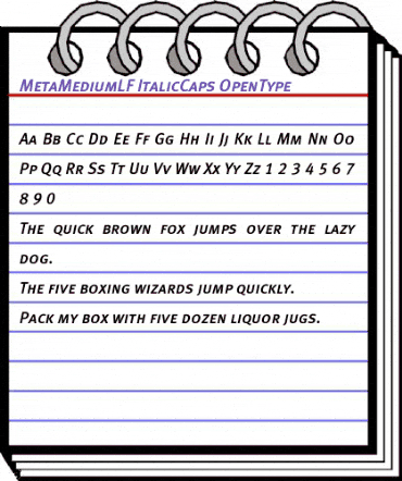 Meta Medium Lf Caps Italic animated font preview Meta Medium Lf Caps Italic animated font preview