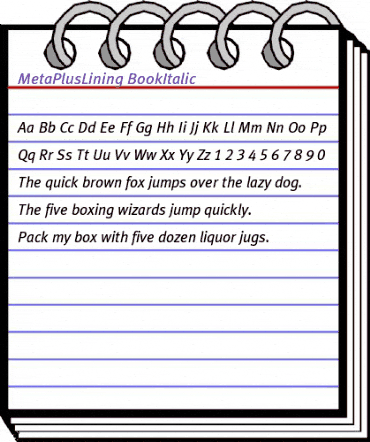 MetaPlusLining Italic animated font preview MetaPlusLining Italic animated font preview